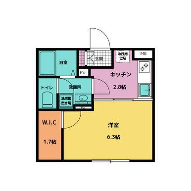 メゾンカリテ(1SK/2階)の間取り写真