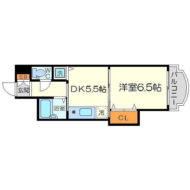 ノルデンハイムリバーサイド十三(1DK/1階)の間取り写真