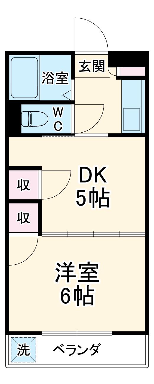 グリーン杉(1DK/2階)の間取り写真
