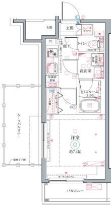 クレヴィスタ高砂Ⅱ(1K/7階)の間取り写真