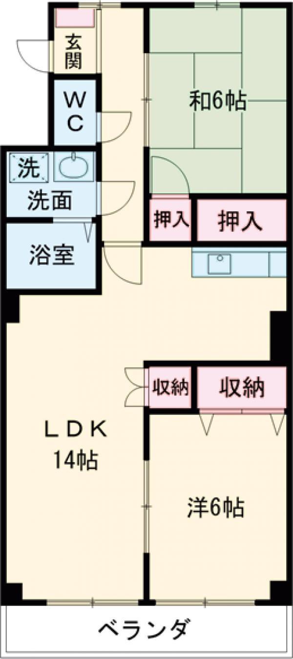 マンションケストB(2LDK/3階)の間取り写真