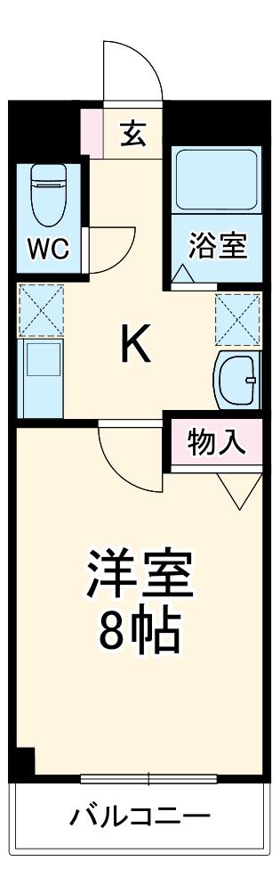 セレニール和合Ⅱ(1K/3階)の間取り写真