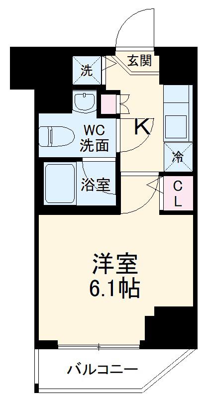 SHOKEN RESIDENCE新丸子Ⅱ(1K/3階)の間取り写真