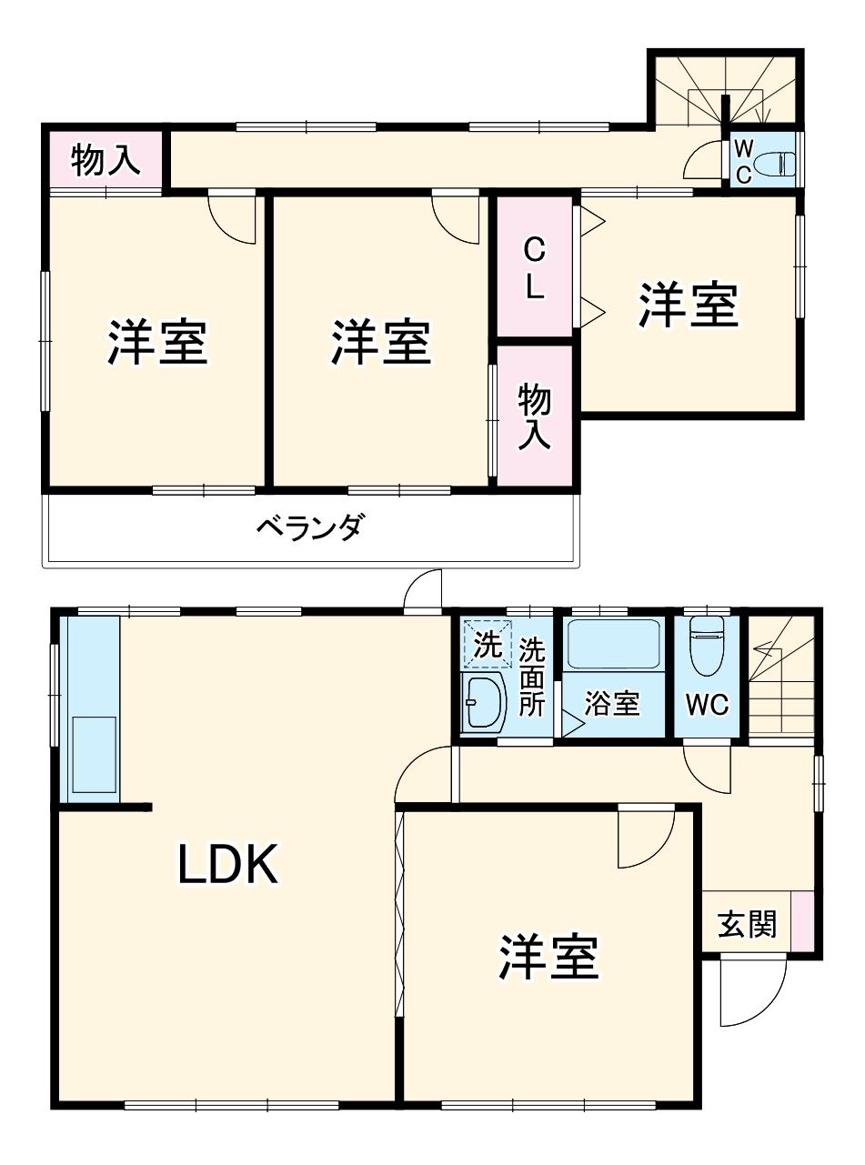 近鉄名古屋線 伏屋駅 徒歩34分 2階建 築46年(4LDK)の間取り写真