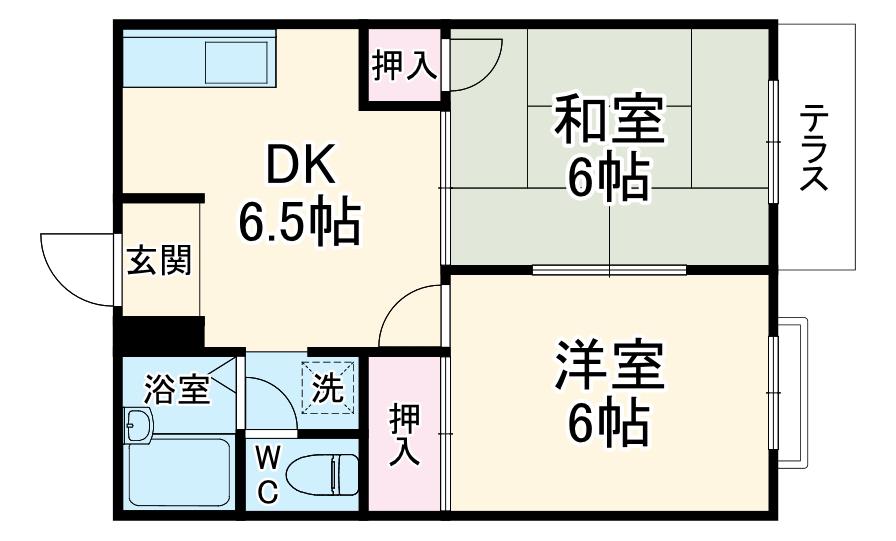 エルディム中田A棟(2DK/1階)の間取り写真