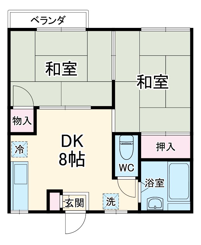 ツーエムハイツ(2DK/1階)の間取り写真