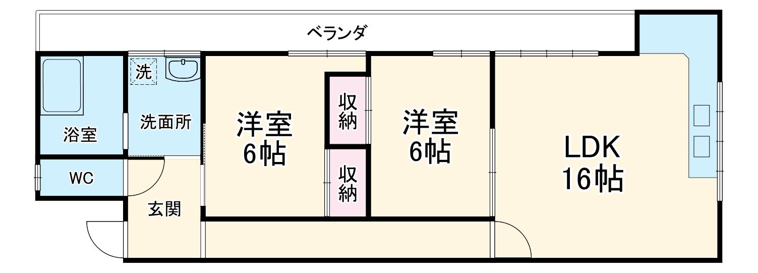 ベイカーズフィールドⅠ(2LDK/2階)の間取り写真