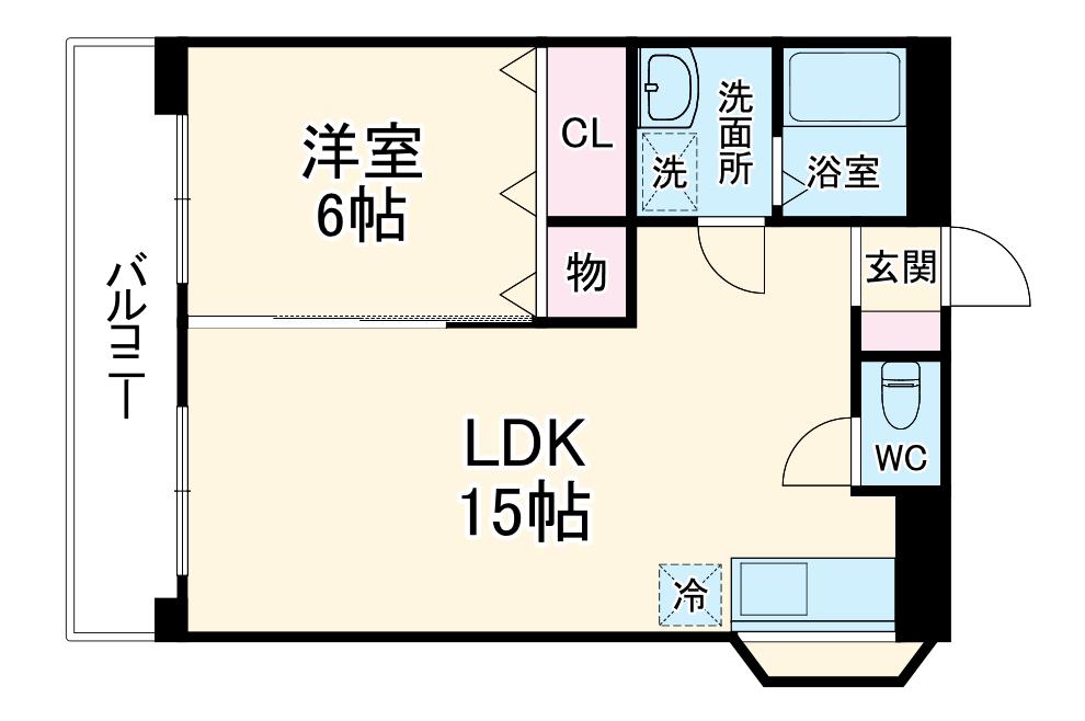 梅が丘森ビル(1LDK/5階)の間取り写真