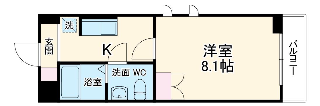 ハイブリッジ湘南Ⅲ(1K/2階)の間取り写真