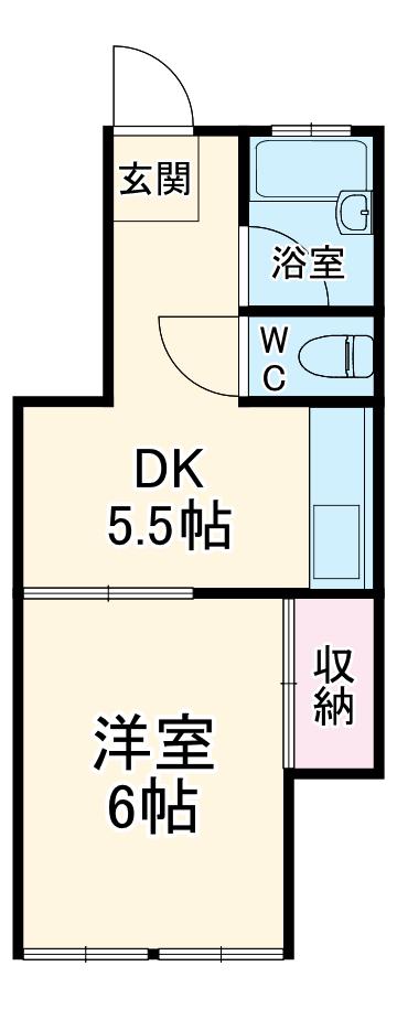 レピュート関根(1DK/2階)の間取り写真