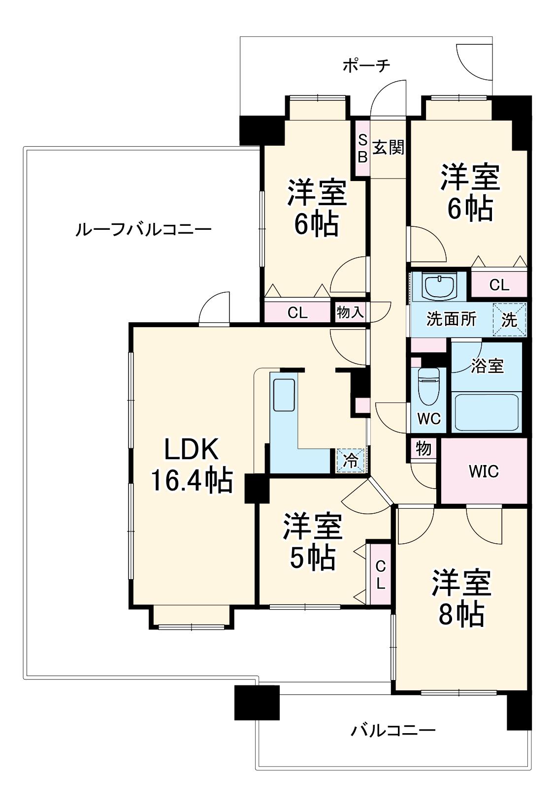 ダイアパレスヒルトップ・エフ千葉寺(4LDK/8階)の間取り写真