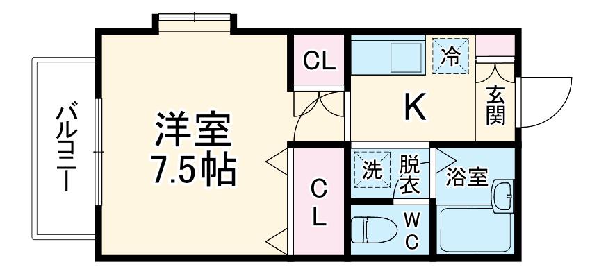 桜木北1丁目アパート(1K/2階)の間取り写真