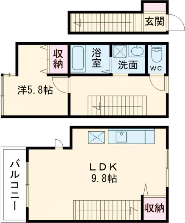 ミハス経堂(1LDK/2階)の間取り写真