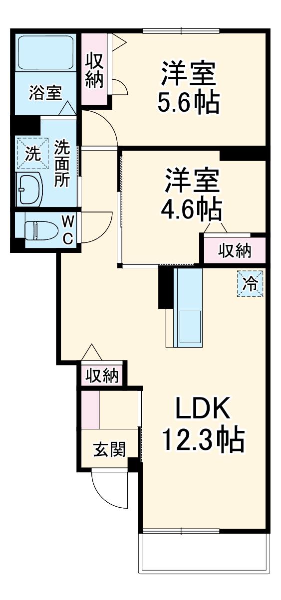 ROSE COURT C(2LDK/1階)の間取り写真