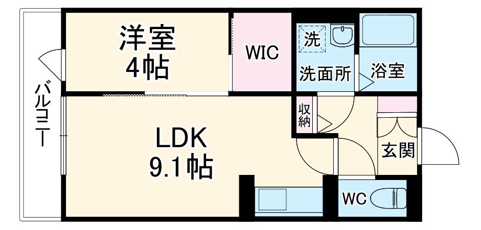 若松町アパート(1LDK/3階)の間取り写真
