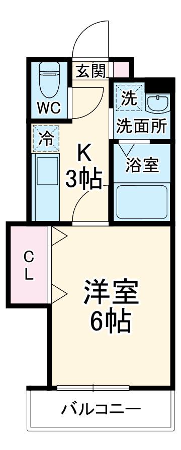 コンフォートヒルズ草加(1K/3階)の間取り写真