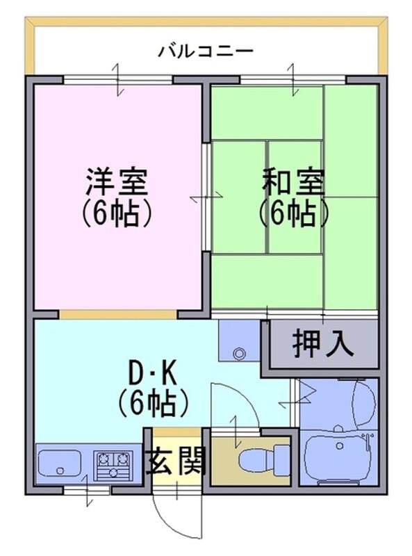 プルミエールハイツ(2DK/2階)の間取り写真