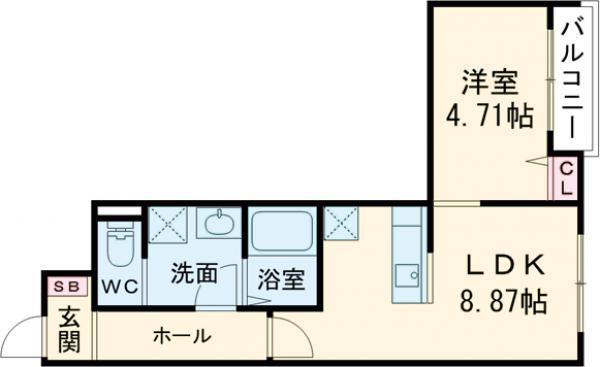 立川セイワレジデンス3(1LDK/1階)の間取り写真
