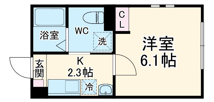 ハイムグリーン(1K/2階)の間取り写真