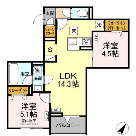 セレスティア東尾久Ⅱ(2LDK/3階)の間取り写真