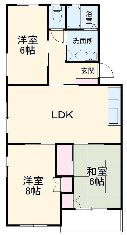 グランパル21 A(3LDK/2階)の間取り写真