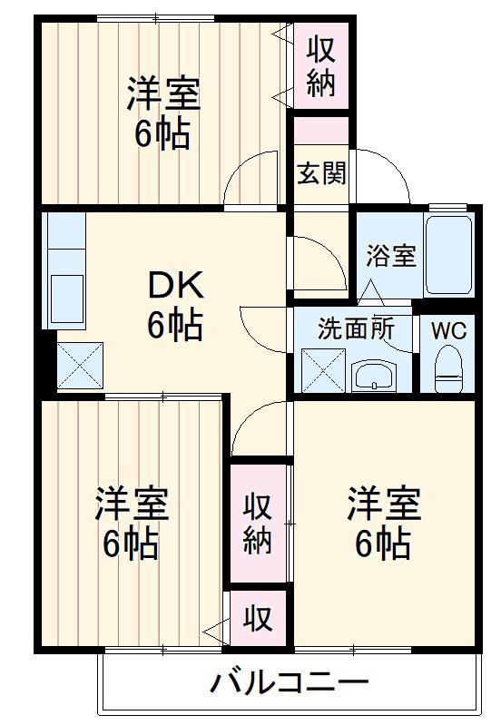 ロイヤルハイツ青木3(3DK/2階)の間取り写真