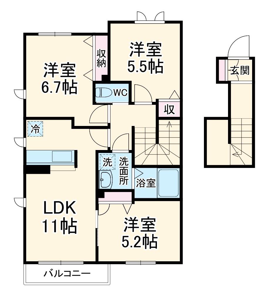 ROCKWELL B(3LDK/2階)の間取り写真
