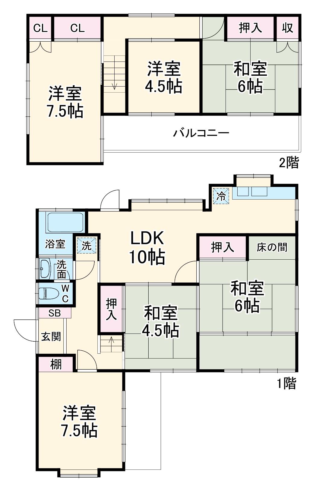 小田急電鉄江ノ島線 湘南台駅 バス乗車時間：18分 谷戸入口バス停で下車 徒歩3分 2階建 築57年(6LDK)の間取り写真