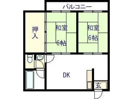マンション加藤(2DK/3階)の間取り写真