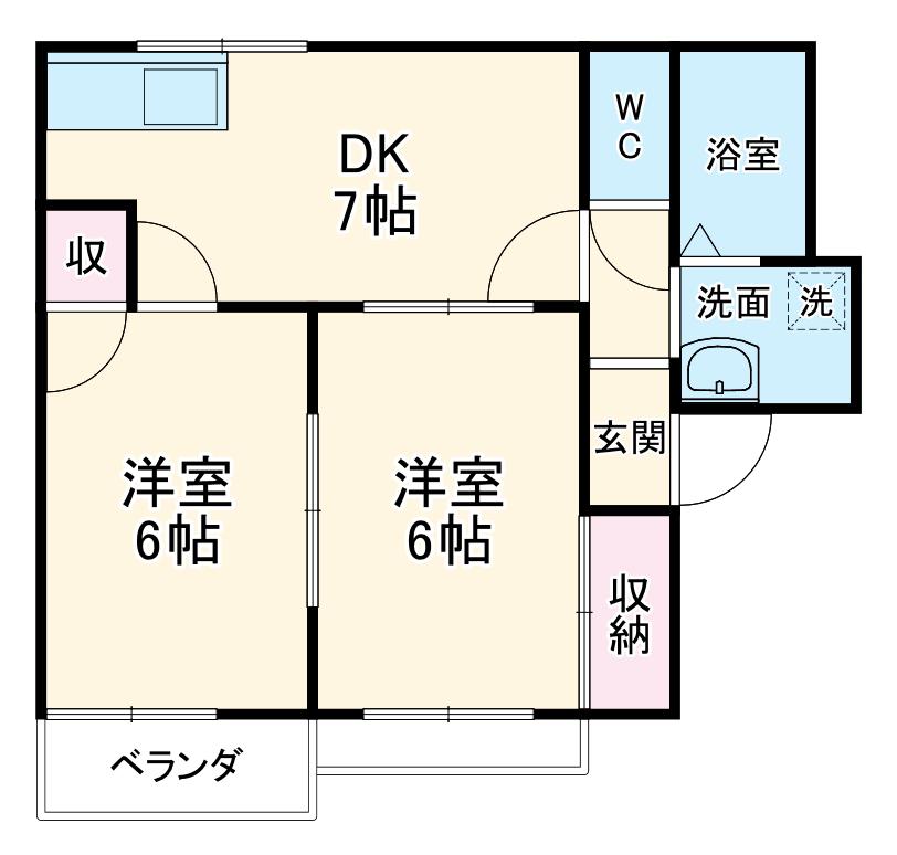 クレールメゾンA棟(2DK/1階)の間取り写真
