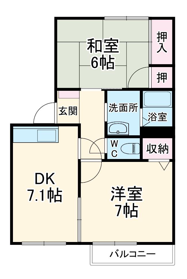 エクレールフタバ(2DK/2階)の間取り写真