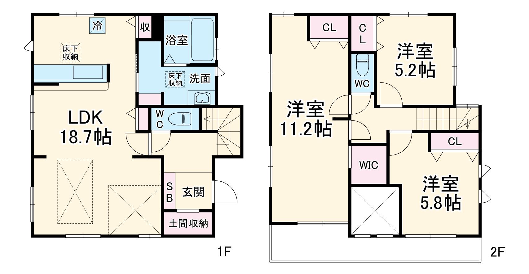 東武伊勢崎・大師線 谷塚駅 徒歩11分 2階建 築3年(3LDK)の間取り写真