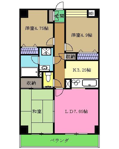 ヌーベルヴィラ2(3LDK/1階)の間取り写真
