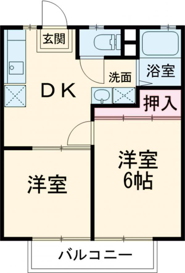 サンシティ宮子(2DK/2階)の間取り写真
