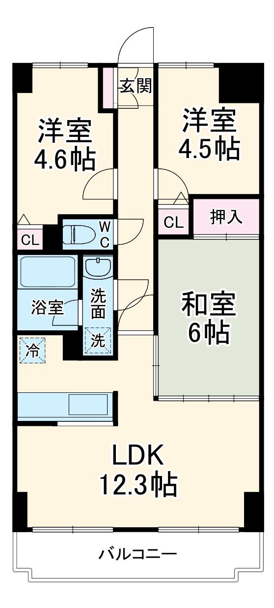 ワコーレ鴻巣Ⅱ(3LDK/5階)の間取り写真