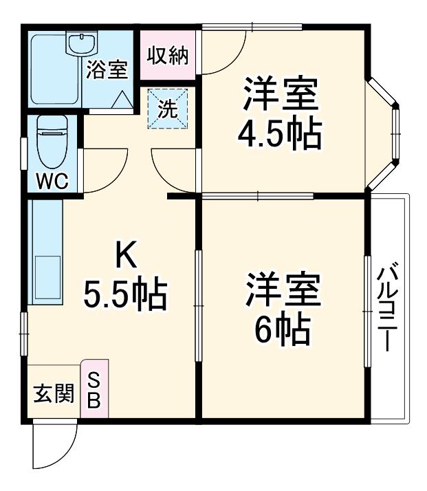ヴェール92(2DK/2階)の間取り写真