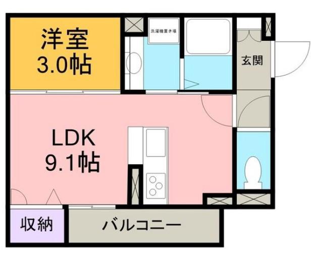 プロスペリティ樹(1LDK/2階)の間取り写真