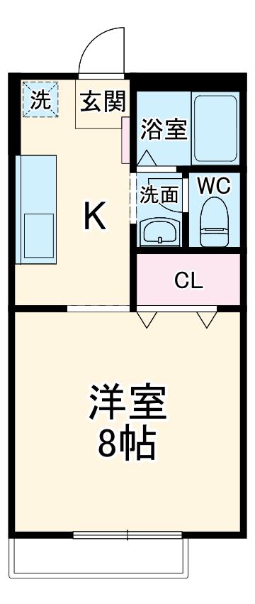 バイエルン(1K/2階)の間取り写真