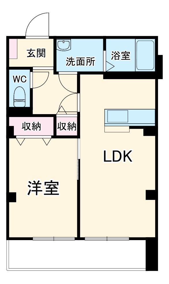 ビューノ市野(1LDK/1階)の間取り写真
