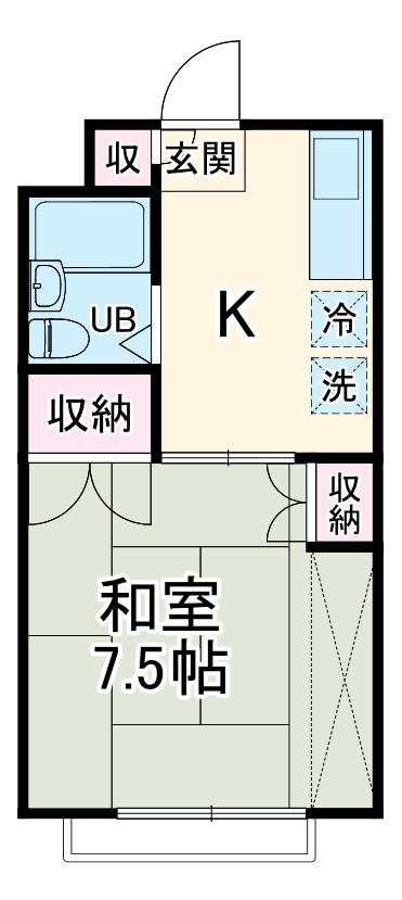 仲町レジデンス(1DK/3階)の間取り写真