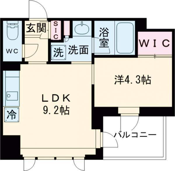 クレストコート旗の台(1LDK/3階)の間取り写真