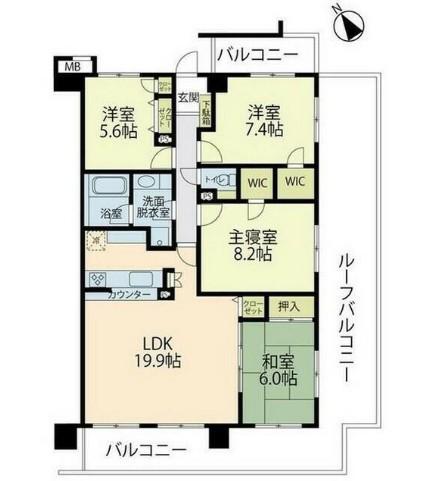 アールケープラザベイサイドヴュ横濱(4LDK/12階)の間取り写真