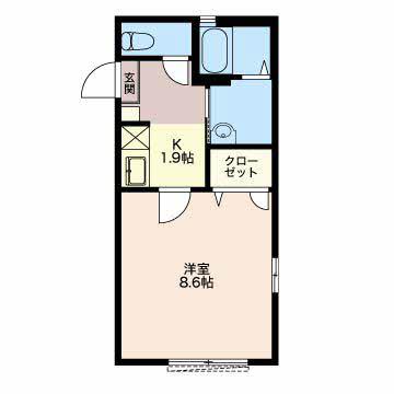 秋桜MIAI(1K/1階)の間取り写真
