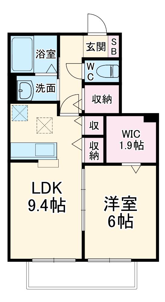 フォレストコート本八幡 参番館(1LDK/1階)の間取り写真