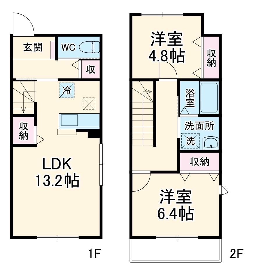 フォレストコート本八幡 参番館(2LDK/1階)の間取り写真