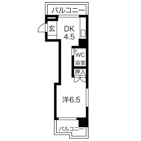 明治第6ビル(1DK/2階)の間取り写真