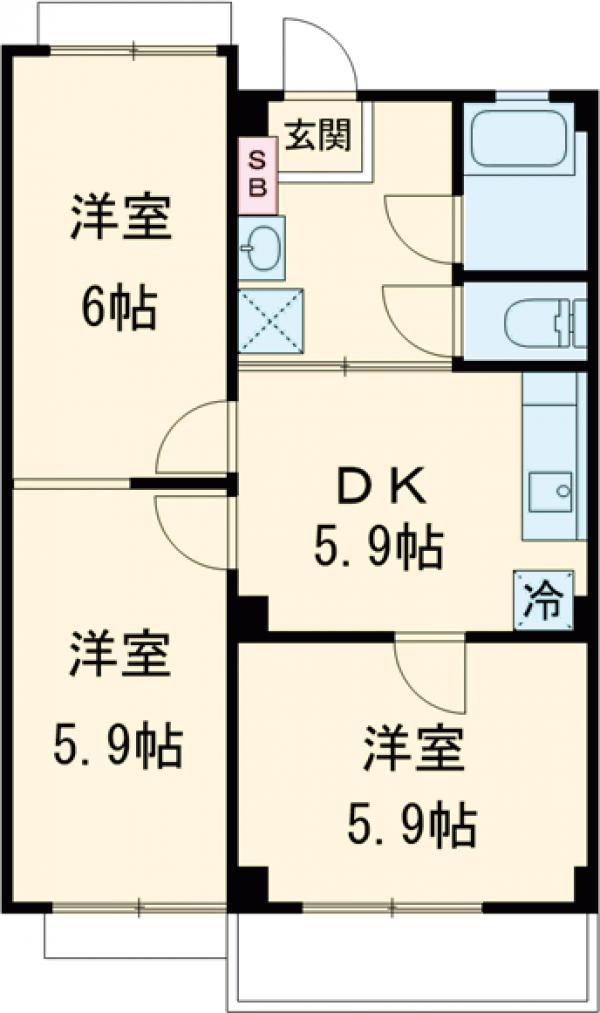 TCRE池袋椎名町(3LDK/4階)の間取り写真