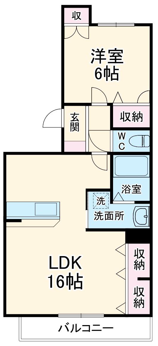 グランディール助信(1LDK/3階)の間取り写真
