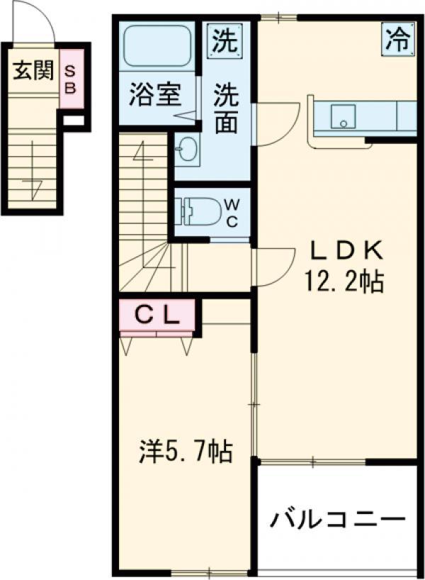 EXCELLENT COURT(1LDK/2階)の間取り写真