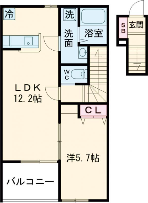EXCELLENT COURT(1LDK/2階)の間取り写真